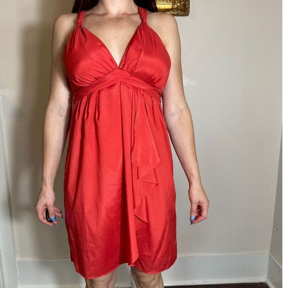 Vintage Banana Republic Red Silky Mini Dress Size 6 - Picture 2 of 5